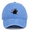 Unisex Black Cat Embroidered Washed Baseball Cap - Outdoor Summer Sun Hat, Hip Hop Style