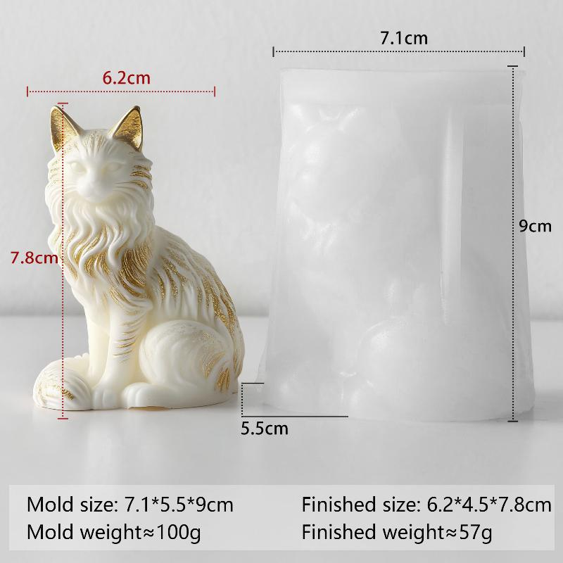 Cute Maine Coon Cat Silicone Mold Diy Scented Candle Wax Plaster Craft Pet Lover Gift Home Decor