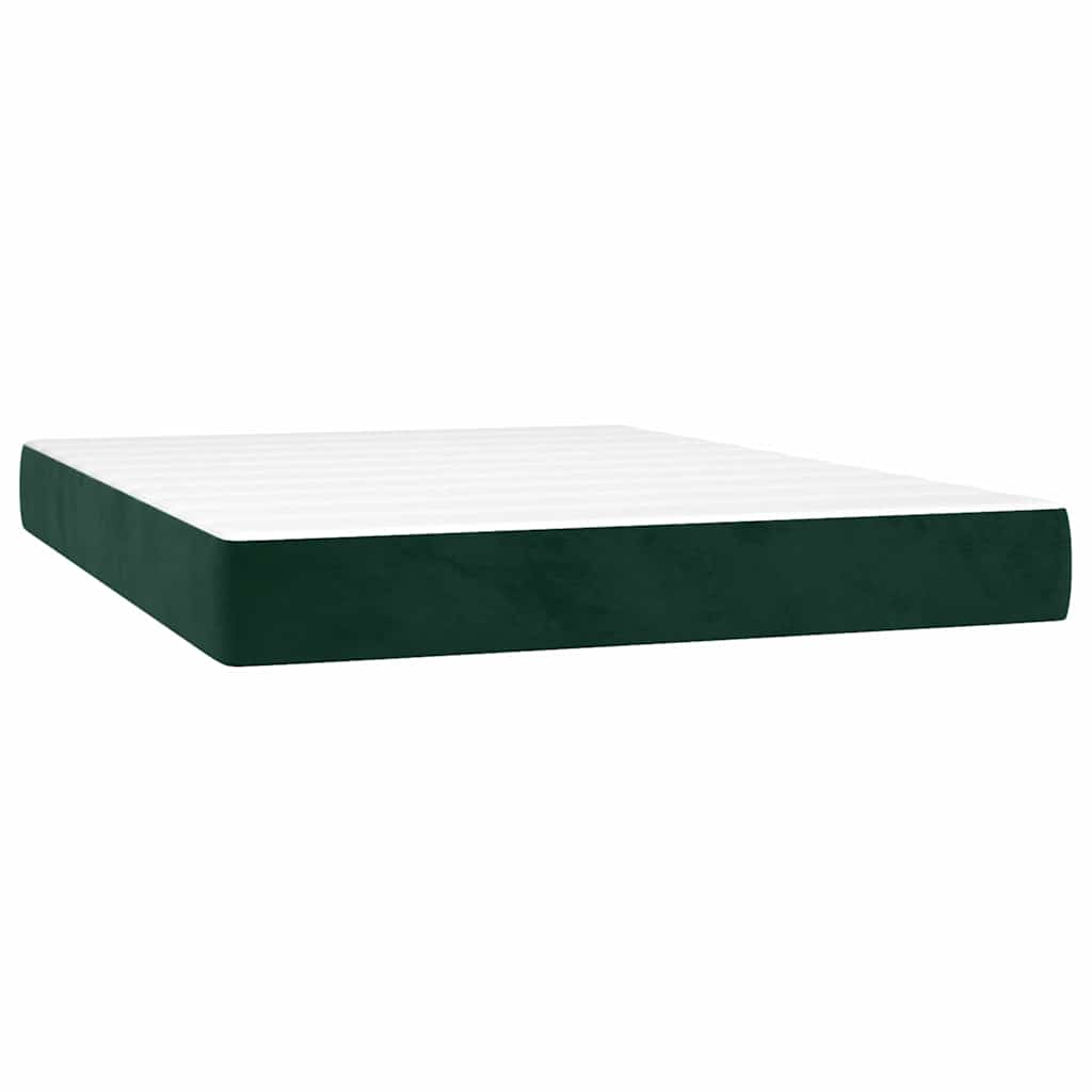 Boxspring Bed with Mattress Dark Green 140x190 cm Velvet