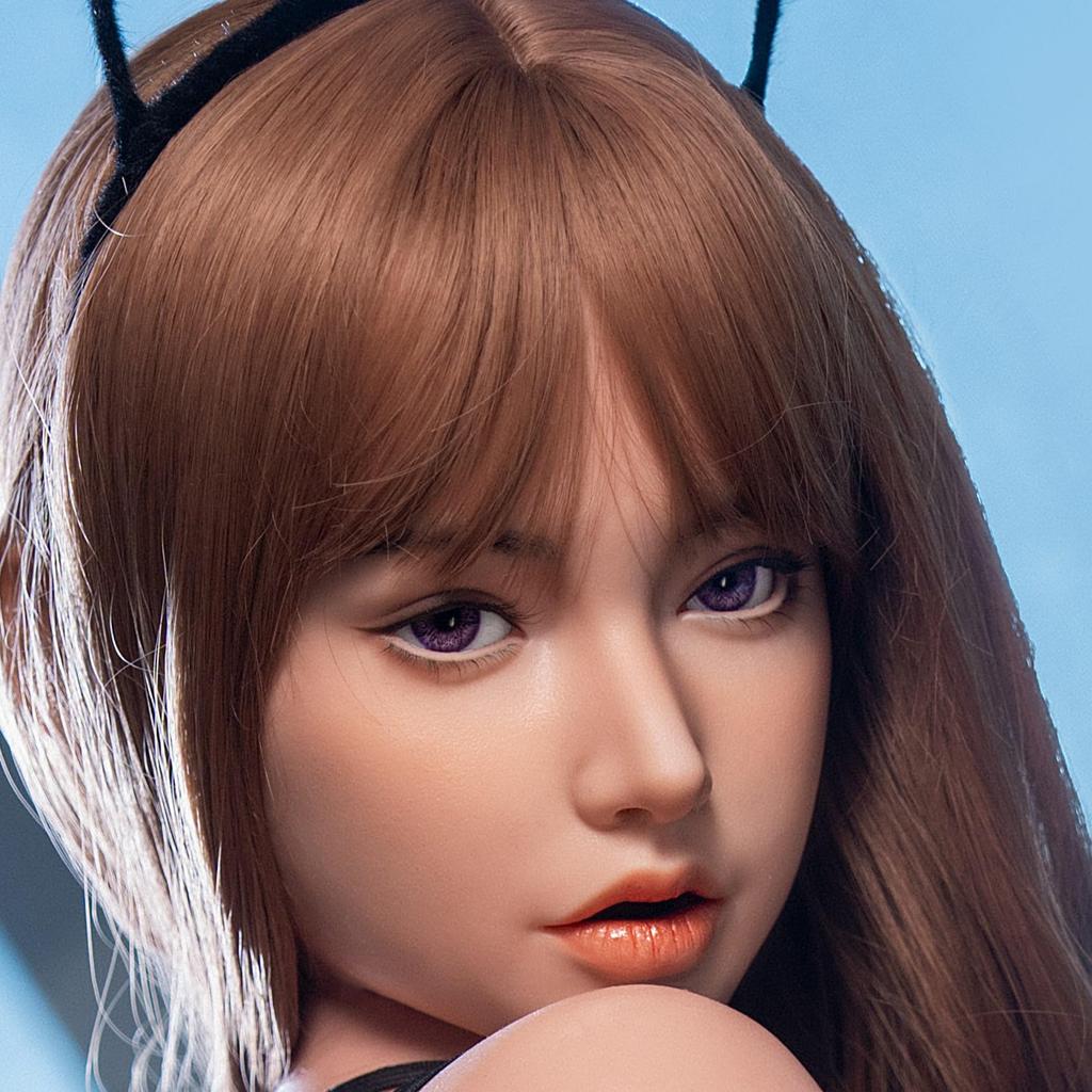 Silicone Figure Head Only, Life-Size, Hair-Treatment Type, with Mouth, for Makeup Practice, Store Supplies, and Display, Includes M16 Studs (#Y48#+165