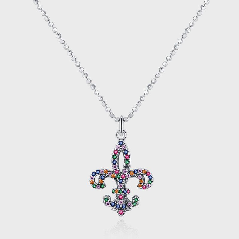 S925 Sterling Silver Rainbow Zircon Necklace Female Elegant Fashion High Sense Versatile Iris Coat of Arms Sterling Silver Collarbone Necklace