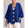 Womens V Neck Knit Cardigan Retro Loose Fit Sweater Fall Winter Outerwear