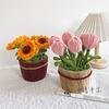 Fleur crochetée Produit fini Tissé Tulipe Marguerite Bouquet de fleurs en pot Fil Crochet Matériau Sac Décoration Fleur