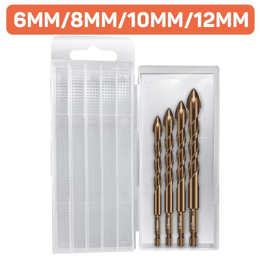 SuSuMu 3-12mm Cross Hex Tile Drill Bits Set for Glass Concrete Ceramic Hole Opener Brick Hard Alloy Triangle Bit Tool Boxed Kit
