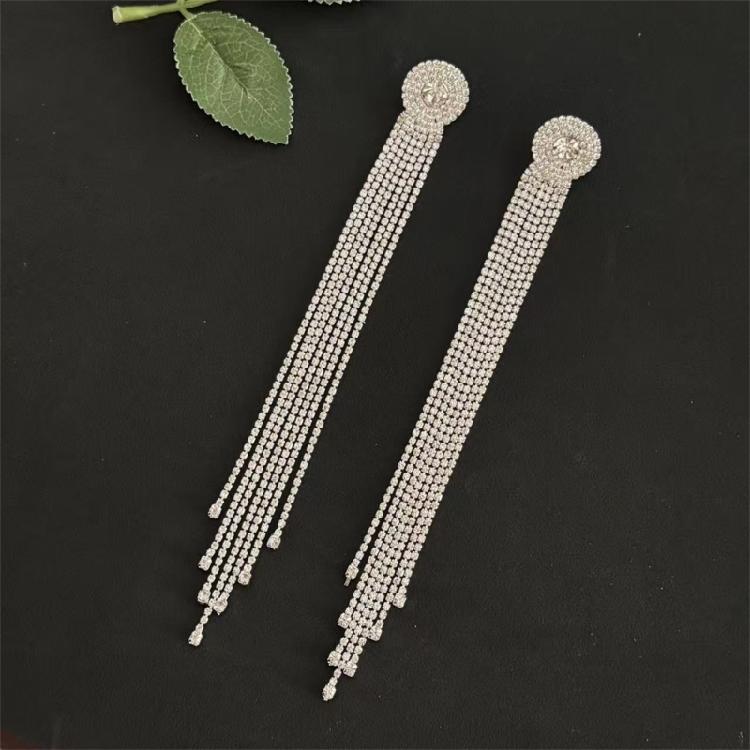 Glittering Rhinestones Long Tassels Drop Earrings in High Quality Alloy Offering Dateless Elegance for Various Occasions