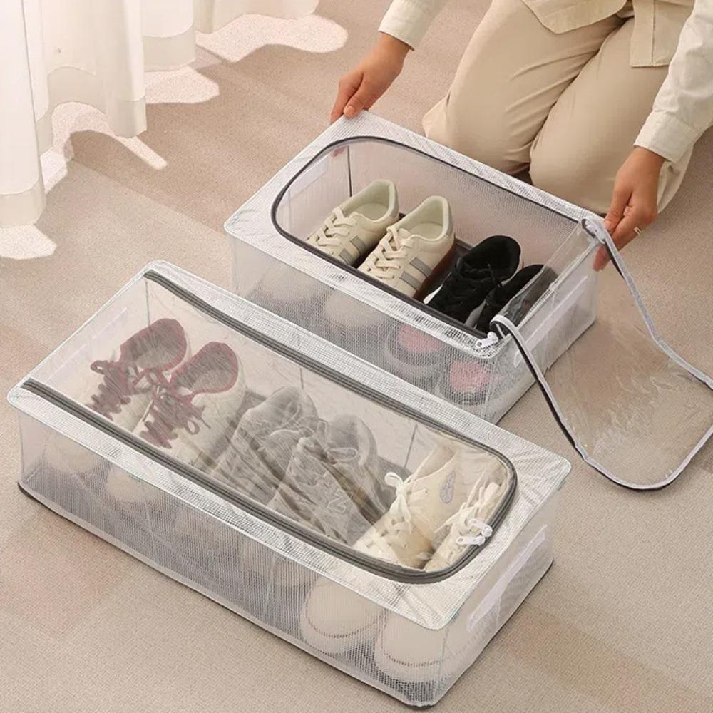 New Foldable Shoe Storage Box Under the Bed Dustproof Shoe Basket Steel Frame Large Capacity Shoe Box Home