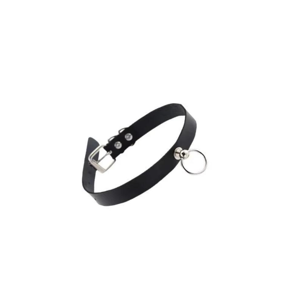 Anime Reze Collar Punk Gothic PU Leather Choker Necklace with Chain Pull Ring Cosplay Party Props Accessories