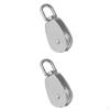 2x Stainless Steel Single Wheel Pulley Block Swivel Rope Sheave Eye M32+M25