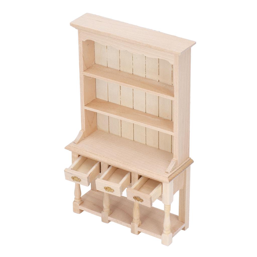 Dollhouse Bookshelf 1 12 Scale 3 Layer Drawer Design Classic Pure Colors DIY Coloring Miniature Bookcase for Gift