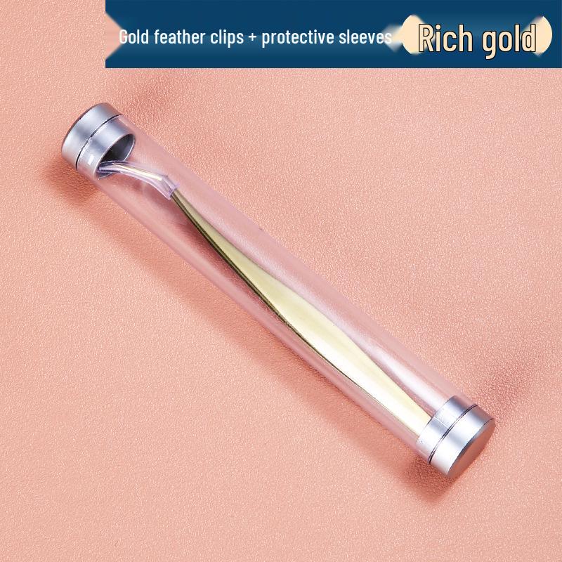 Plated Iridescent Precision Stainless Steel Rose Gold Feather Tweezers for Grafting False Eyelashes