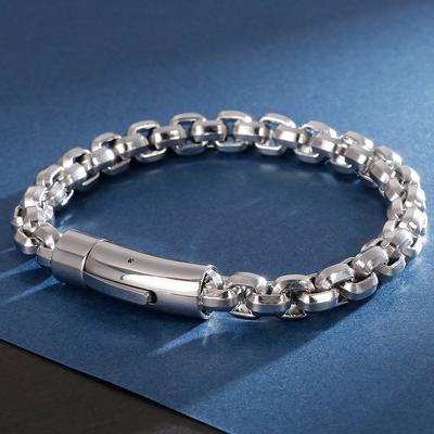 Vintage Stainless Steel Man Bracelet Male 8MM Wide Chain Link Men's Wrist Bracelets Best Friends Gifts For
