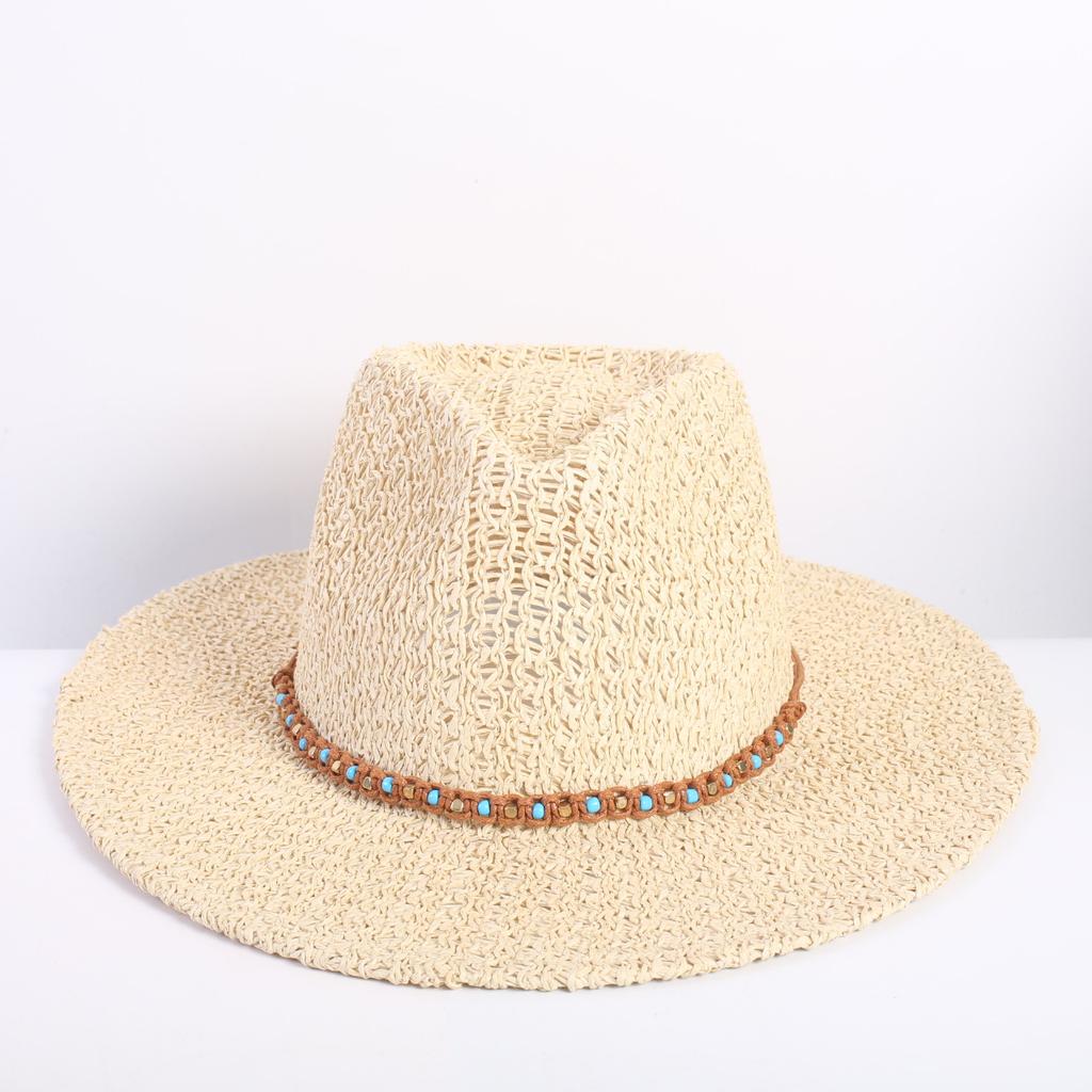 Popular Classic Western Cowboy Straw Hat Summer Hollow Big Eaves Sun Hat Handwoven Straw Hat