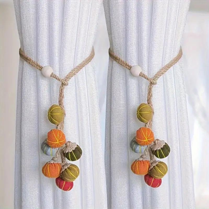 2pcs Bohemian Style Curtain Bundle Colorful Bead Accents Compact for Small Spaces Decor - Ideal Holiday Gift for Christmas