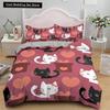 3PCS Single-sided Printed Bedding Set ,Comforter Cartoon Cute Cat Duvet Bedding Cover Pillows Comfortable Bedspreads BeddingSet
