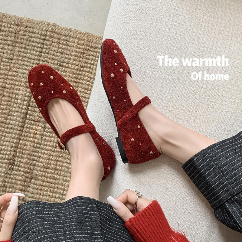 

New women s low-top shoes, light-mouth flat-bottomed lazy shoes, beef tendon sole single shoes, solid color women s casual single shoes for all season 39 красный