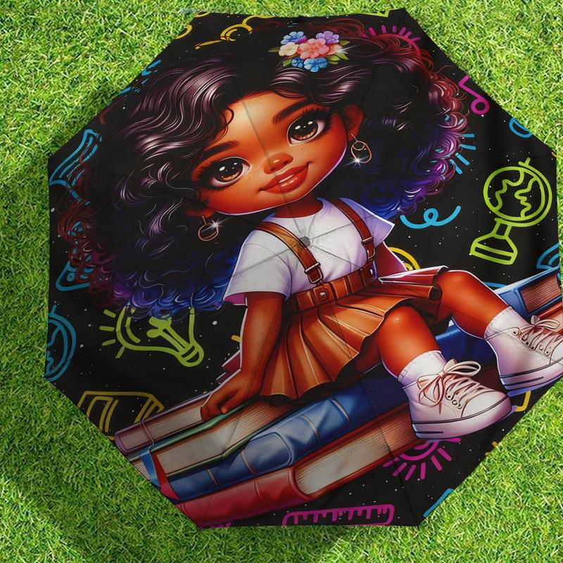 1pc Books Flowers Pattern Umbrella Design Automatic Opening and Closing Umbrella, High-quality Travel Umbrella, c1128240