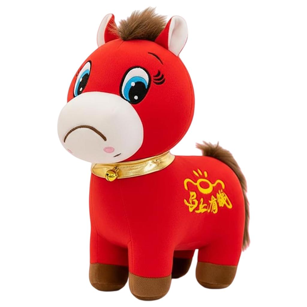 Year of The Horse 2026 Plush Funny Smiling Horse Plushie Figurine Lucky Chinese Lunar New Year Mascot Zodiac Ornament for Home