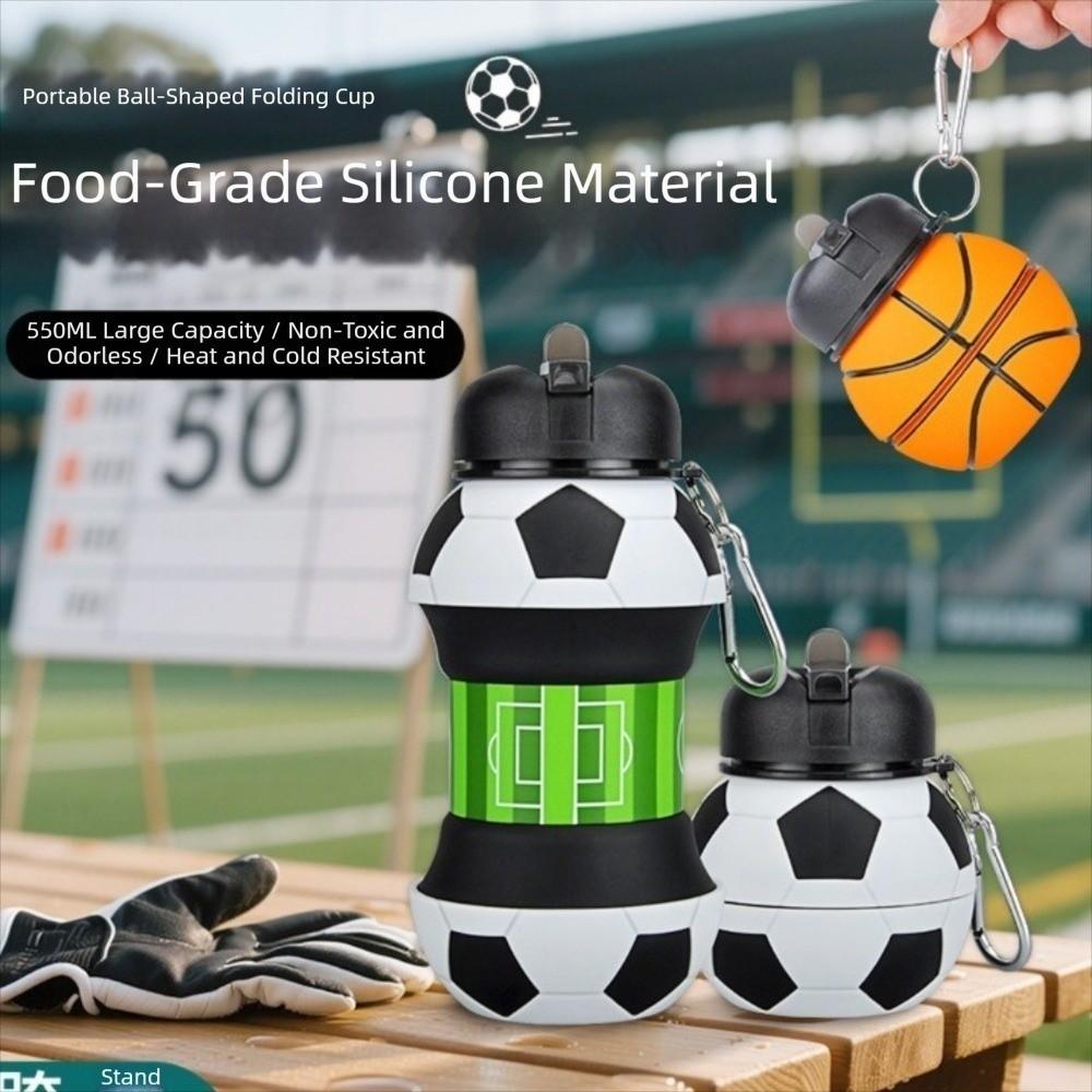 Climbing Buckle Silicone Collapsible Water Bottle 550ml Capacity Portable Water Cup  Picnic