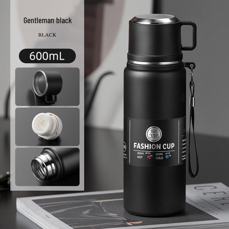 

Suohe 2025 Stainless Steel Thermos Mug - Large Capacity, Portable Outdoor Water Bottle for Men and Women 316 Thermos Cup (Dual Lid) Tea Separation