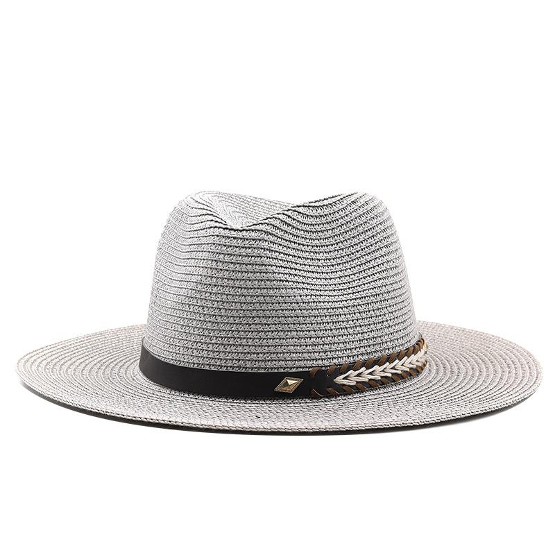 Spring and summer new men's and women's outdoor leisure straw hats, summer shading sun straw hats, British gentleman's top hats
