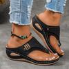 Flop Fashion Flip Thong Womens Sandals Cutout Design Soft Sole Slope Heel Metallic Embellishment Comfortable Beach Flip Flops Womens Sandals