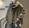 Men's Retro Baseball Jacket: Hooded, Loose-Fit, Casual, Solid Color for Spring/Autumn