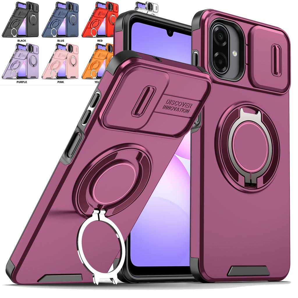 For Samsung A07 Case Galaxy A06 A05 F07 M07 M05 F05 A03S A02S Cover New Armor Case Slide Lens Protect Magnetic Ring Holder Cover