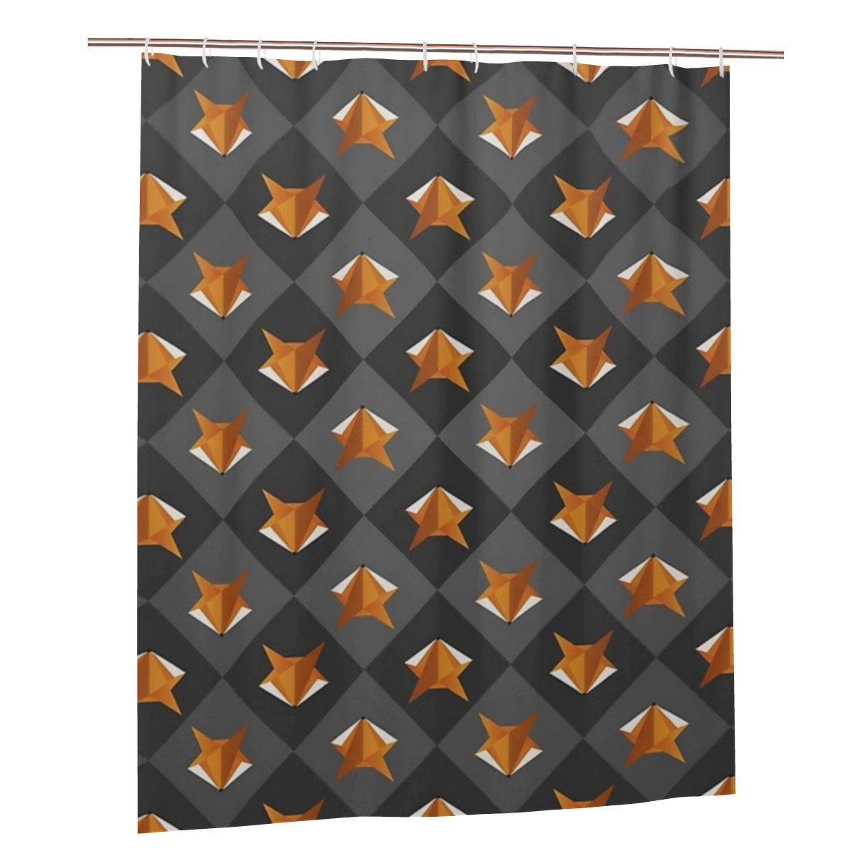 

Kitsune Geometric Fox Shower Curtain Bathroom Polyester Waterproof Bath Curtains With Hooks W60H190(CM)-1 Pcs