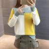 WTEMPO Low-collar Sweater Women Shirt Color Matching Thick Long-sleeved Knitted Bottoming Shirt
