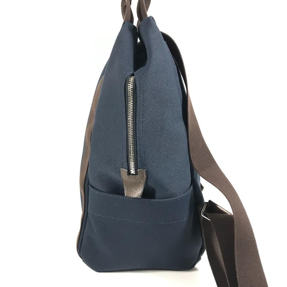 Hermes Sacked Panther Jug Room Bag Backpack Backpack Cotton Navy/Brown