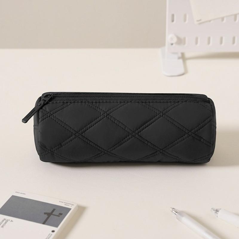Quilted Pencil Case With Multiple Trendy Colors And Durable Smooth Zipper Perfect For Students School Study Office Daily Use