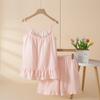 Women 100 Cotton Plaid Camisole Shorts Pajama Set With Chest Pad Summer Homewear