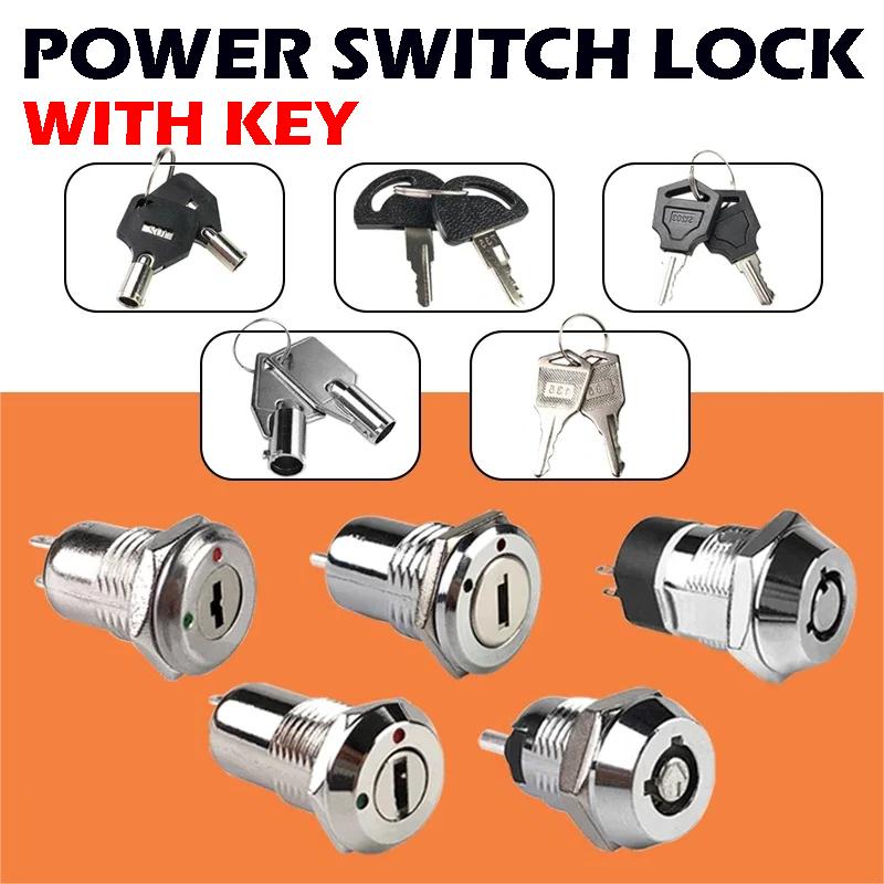 5/10/20Sets 12/16/19mm Zinc Alloy Electronic Key Switch ON OFF Phone Lock Security Power Switch Tubular Terminals 2 Position Switches4