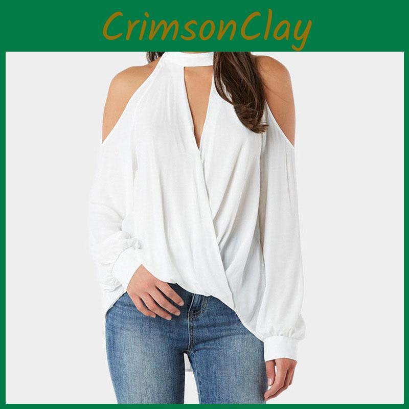 Highquality Women Cold Shoulder Chocker V Neck Top Featuring Feminine Lace Detailing For Warm Weather
