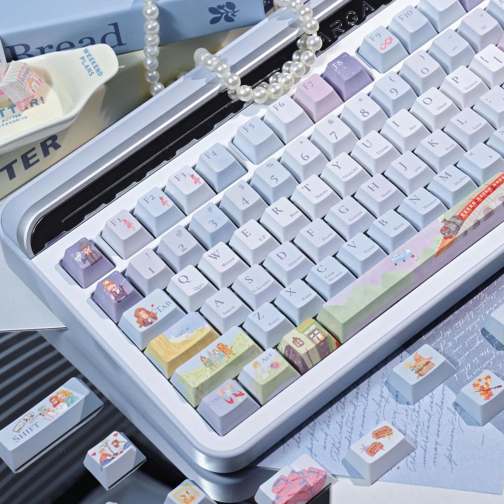 Movie Poetry Line Keycaps Cherry SO PBT Sublimation Classic Movie Theme Keycap 133 keys including 'L' ENTER key and 7U Spacebar