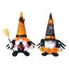 Reusable Festival Tabletop Decor Halloween Gnome Decoration, Spooky Orange Black Spider Web Boo Swedish Tomte Gift for Kids Adults Elf Figurine, Plush