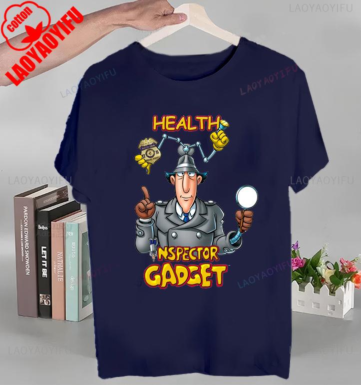 Koszulka z nadrukiem Animowany Inspektor Gadżet Topy Animowany Inspektor Gadżet T-shirt Krótki rękaw Okrągły dekolt