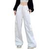 2025 White Retro High Waist Wide Leg Jeans for Women