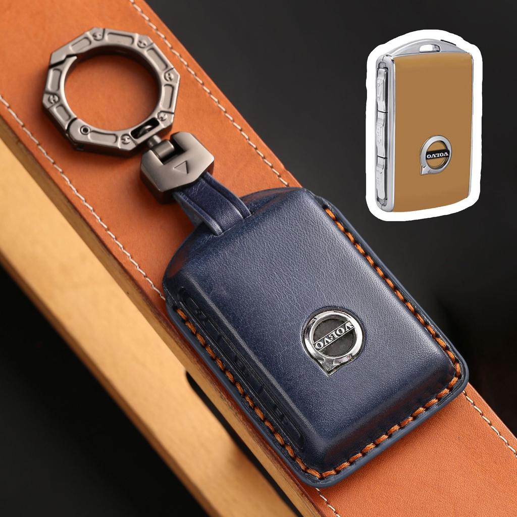 Suitable for Volvo S90 car key case, high-grade XC60 leather key case, handmade XC90 protective case