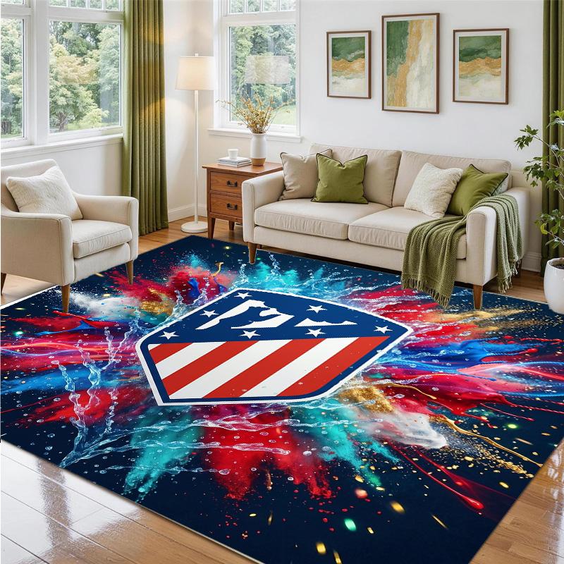 Atletico Madrid Design Crystal Velvet Rug Soft Decorative Mat for Bedroom Entrance