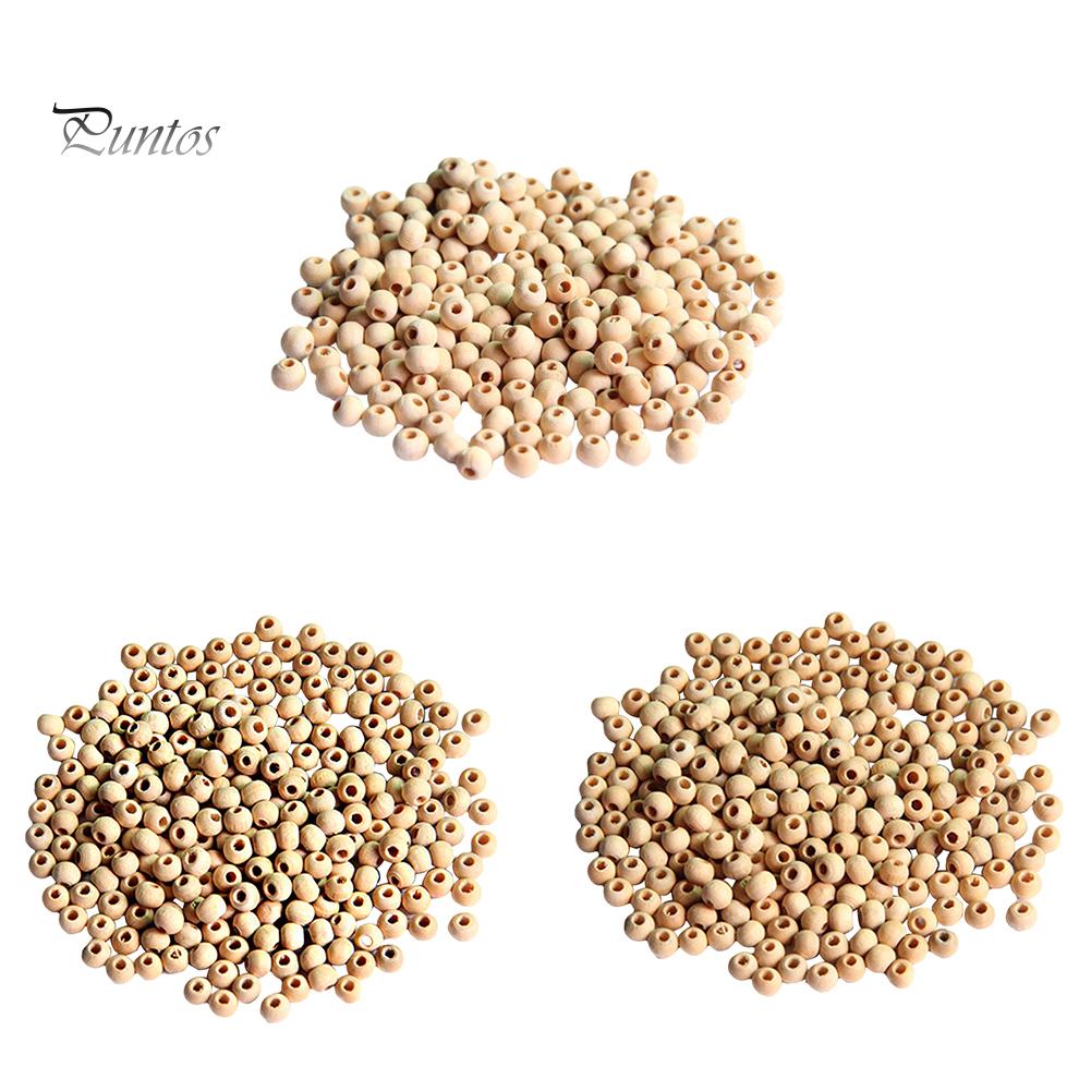 Puntos DIY 100Pcs Natural Wood Round Ball Spacer Beads Craft Jewelry Clothes Decor