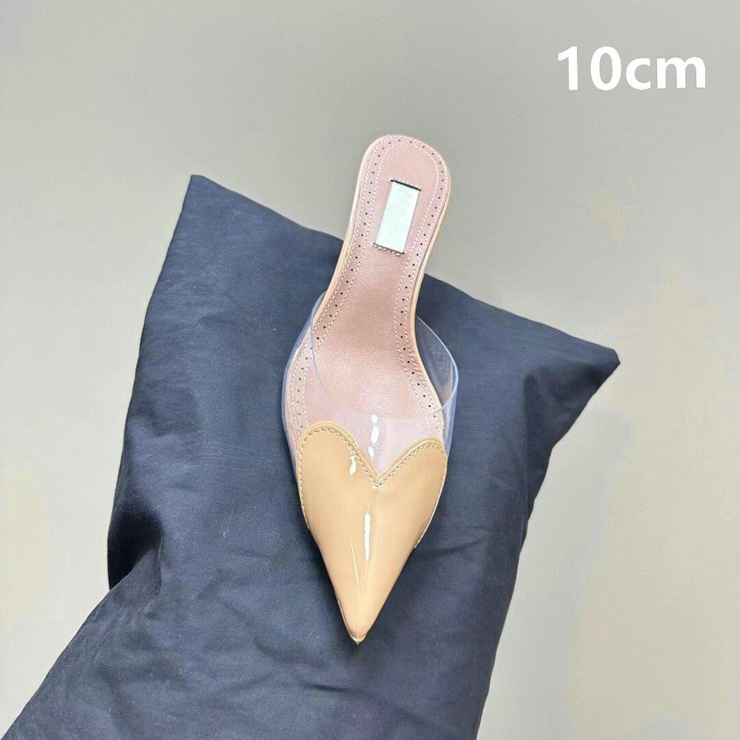 

Fashion 2025 Fairy Style Summer Sexy And Versatile Transparent Half-Slipper Women S Pointed-Toe Thin-Heeled High-Heeled Sandals Slipper 34
