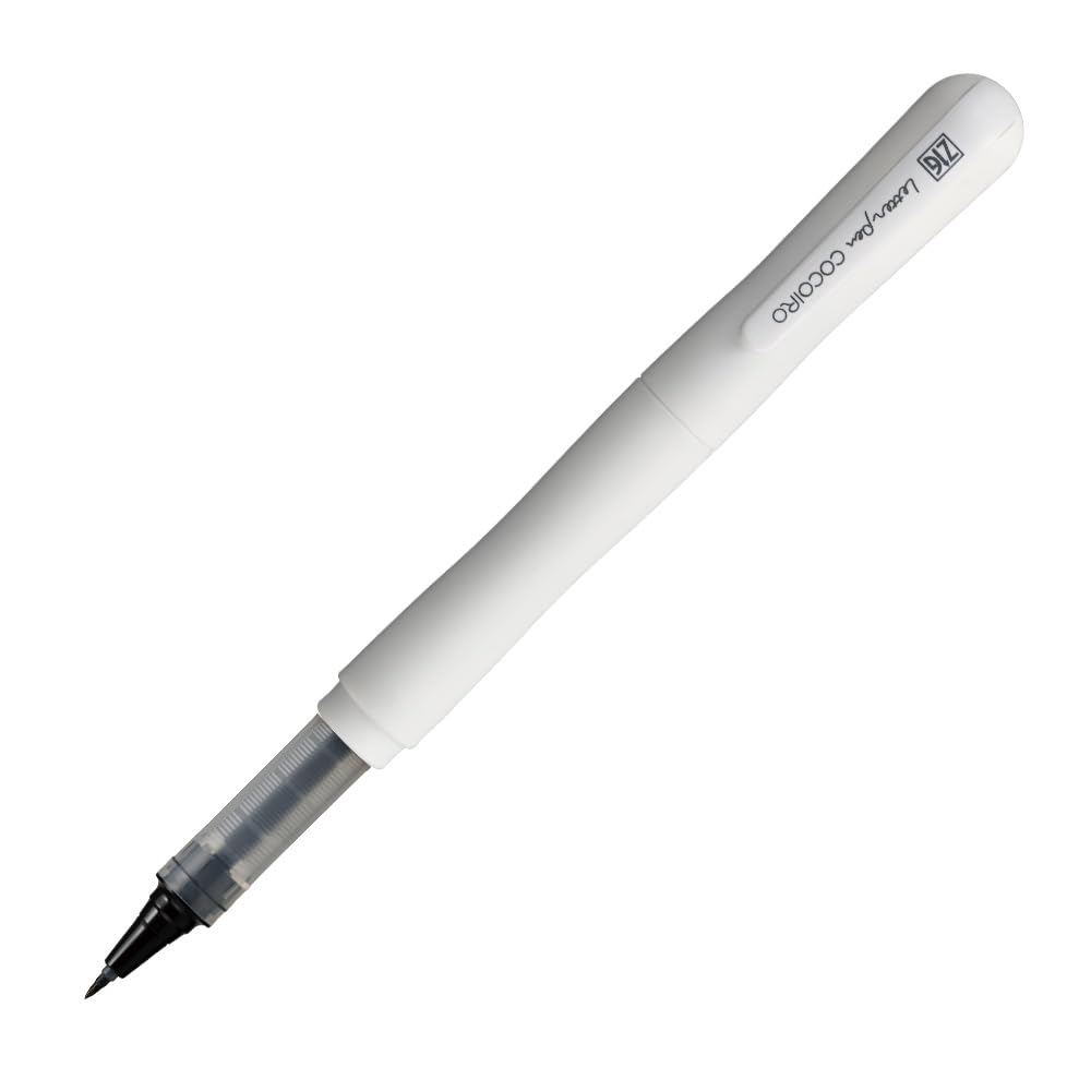 Kuretake COCOIRO Jiggle White Flexible Black Made in Japan Turpen, Body, Refillable, Extra-Fine Tip, Ink, чёрный