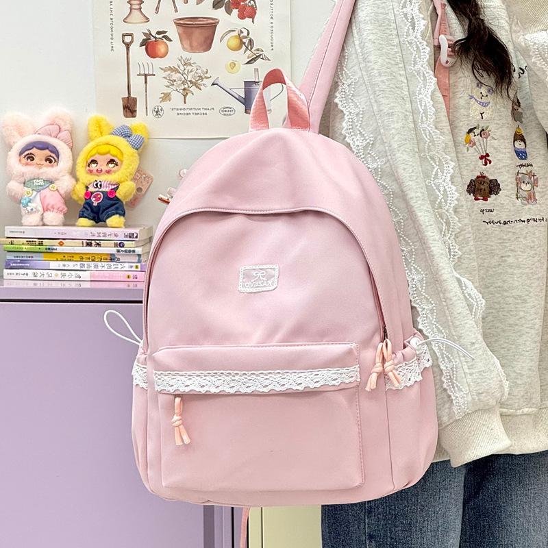 Schoolbag1011 junior high school girls lace large capacity high school backpack travel simple schoolbag lightweight backpack