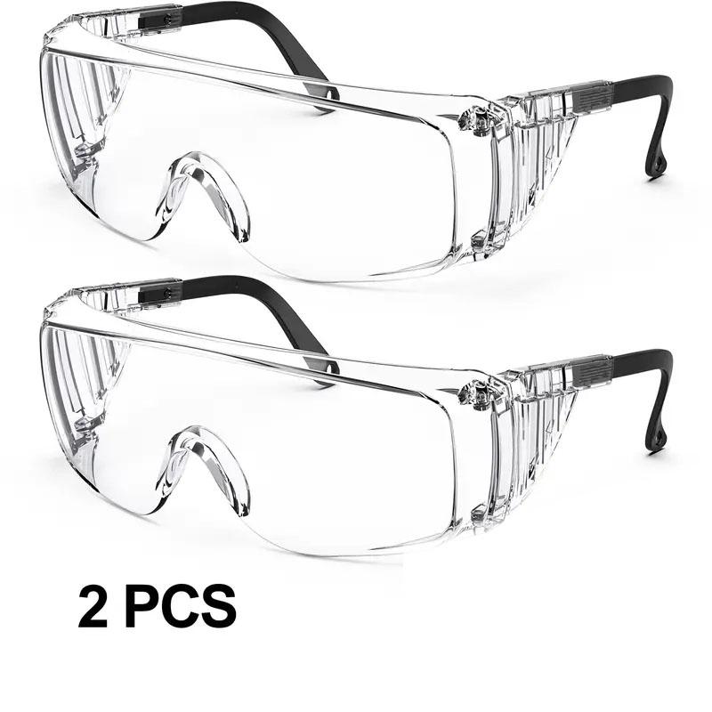 

2 Pack Safety Glasses over Glasses Anti Fog Goggles Clear PC Frame Spectacles for Lab Medical and Daily Use