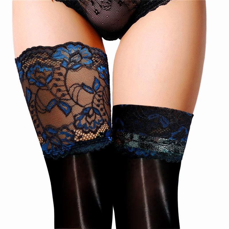 Rot Blau Doppellagig Anti-Rutsch Silikon Spitze 15cm Überknie Socke 8D Glänzend Öl Strumpfhose Damen Glatt Verschleißfest One Size brown