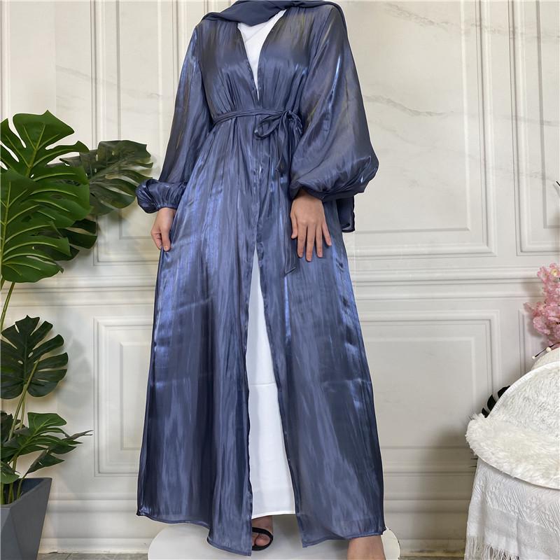 2022 Satin Long Muslim Robe Cardigan 