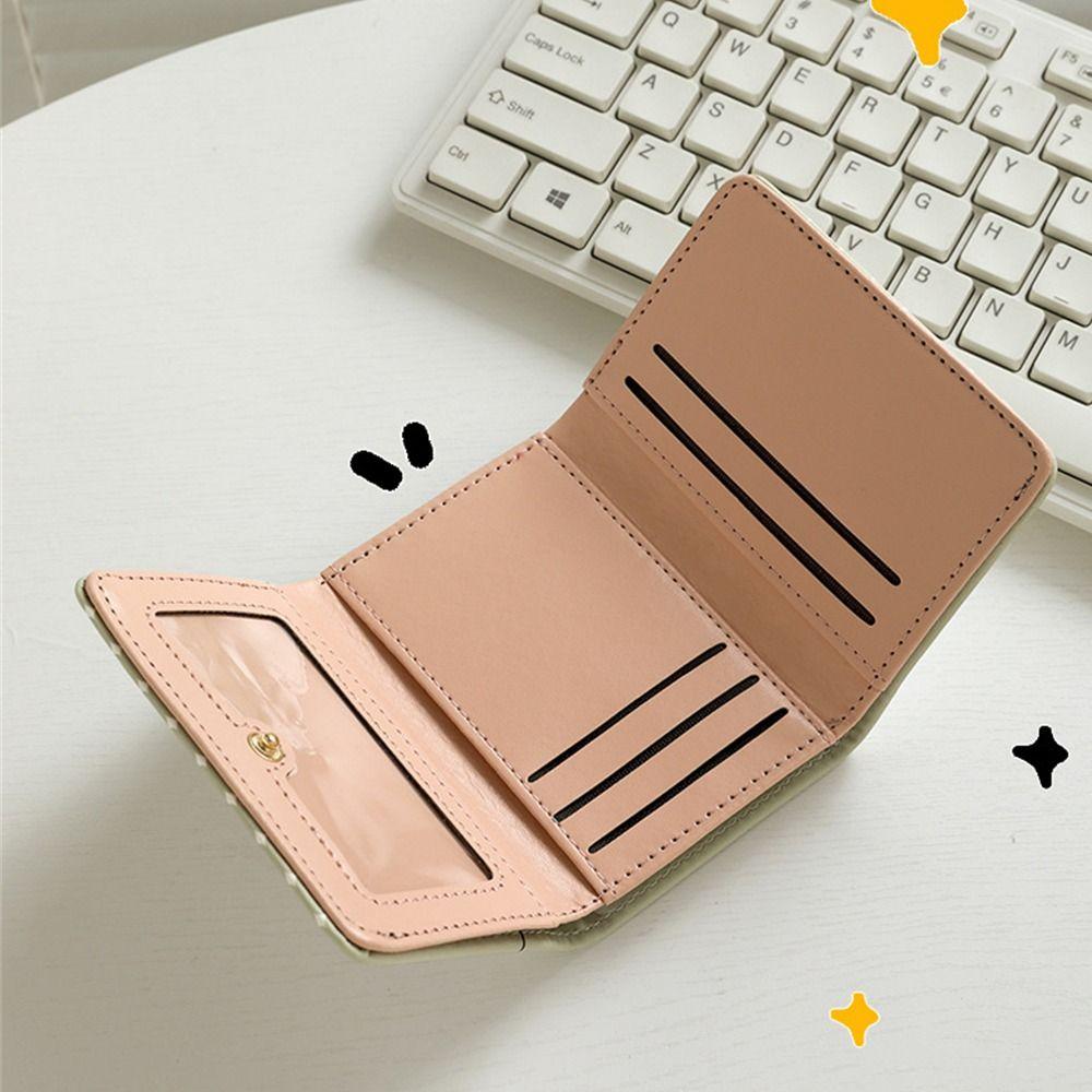 High Quality Triple Fold Short Wallets Small PU Leather Coin Purse Cute Cat Buckle Card Bags Girls Student