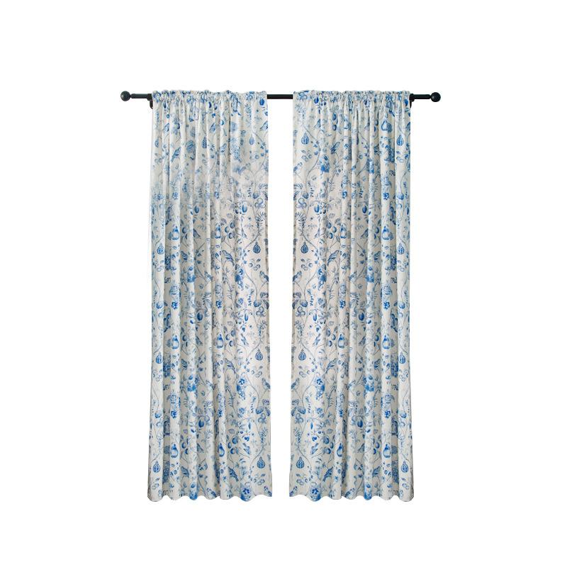 French Floral Four-Season Universal Curtain Fabric Rural Pastoral Small Fresh Curtains Flower And Bird Cotton And Linen Living Room Curtains