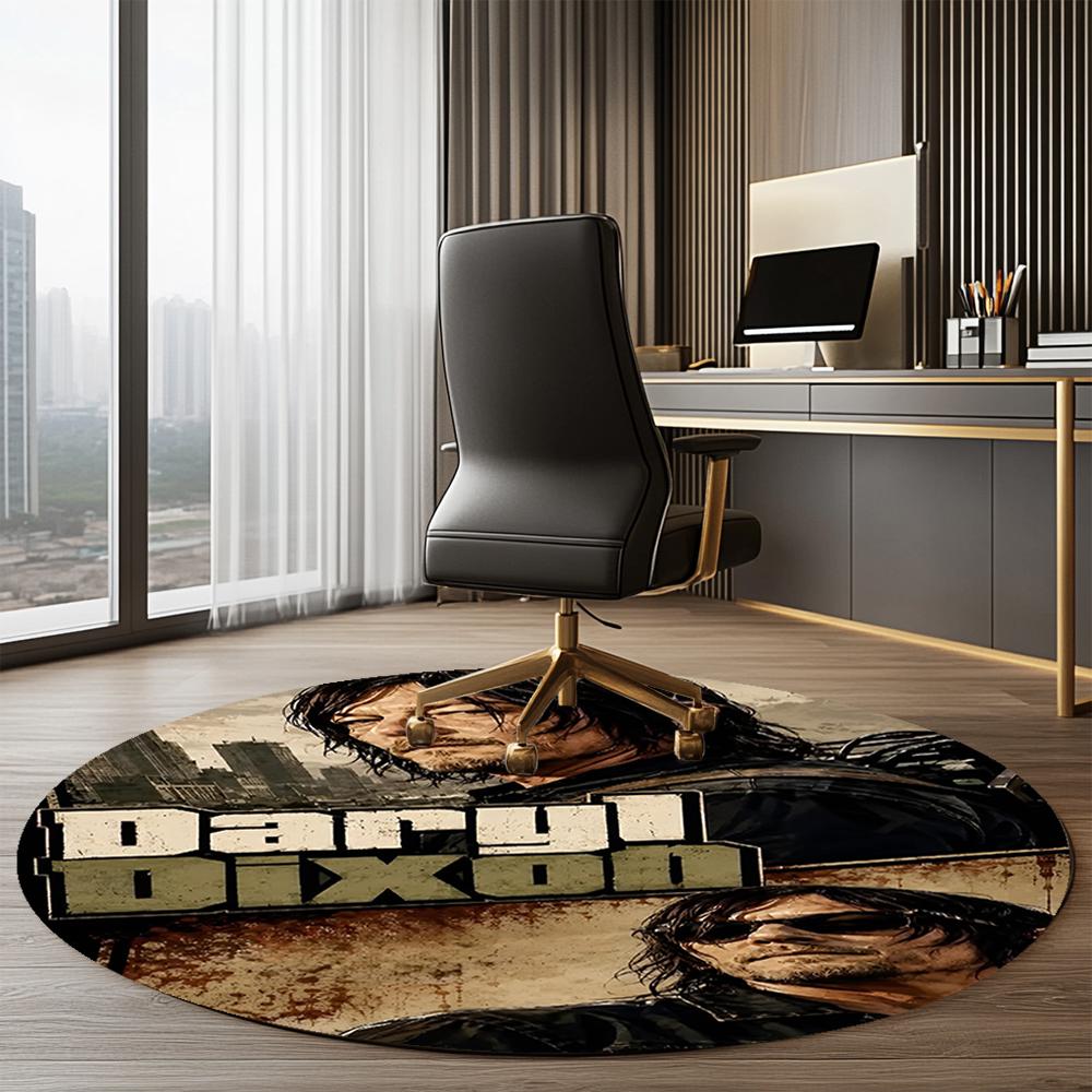 Daryl and Rick Printed Round Rug Carpet Chair Rug Area Rug Entryway Doormats,for Office Chair Living Room Bedroom Kitchen Room.